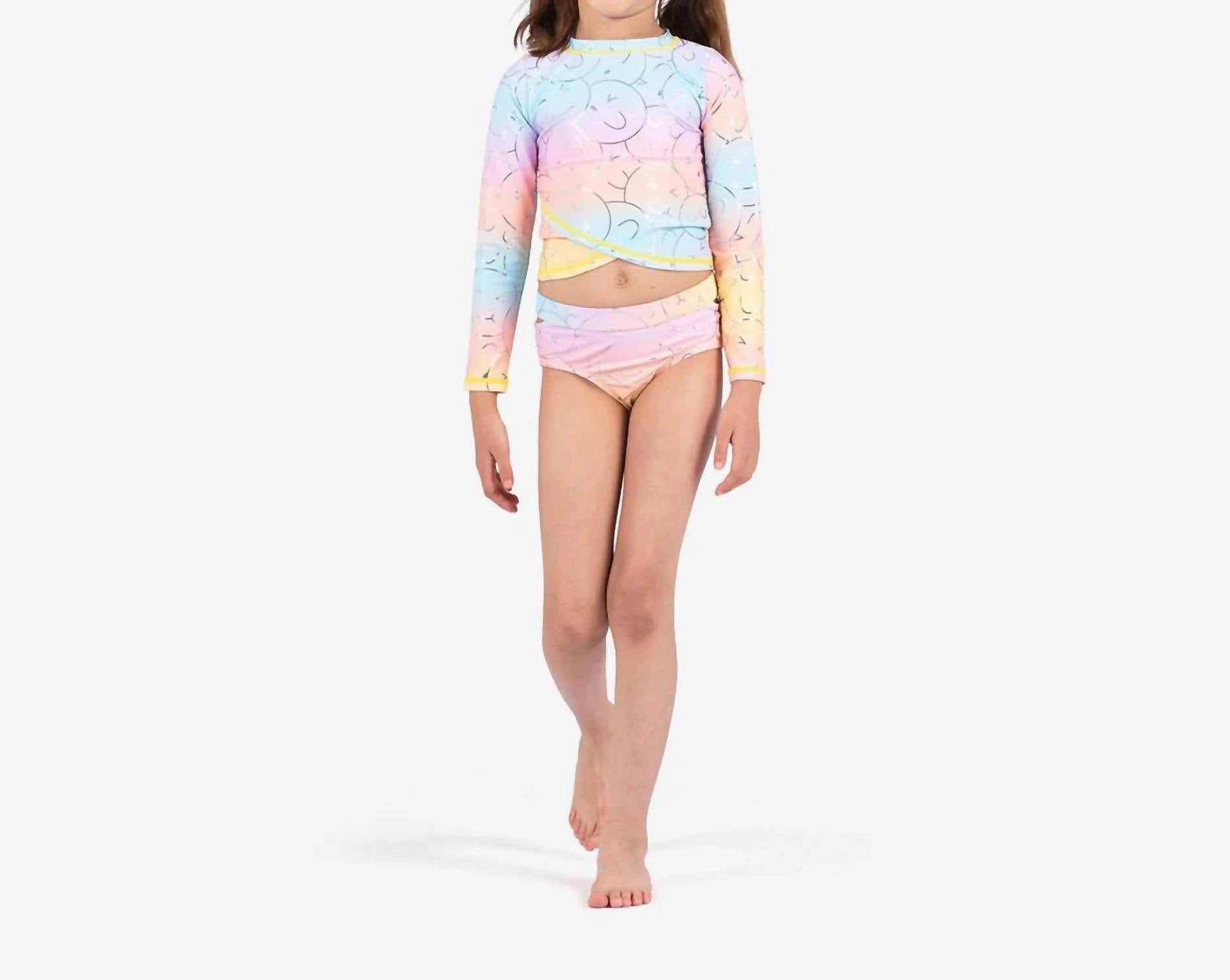 Girls Oceana Rash Guard Bikini Set In Summer Joy stylish teen girl swimsuits, teen girls swimwear sets