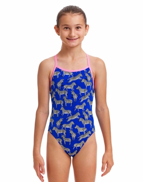 Girls Prance Party Single Strap Swimsuit - Blue girls swimwear one piece, girls rash guard swim set