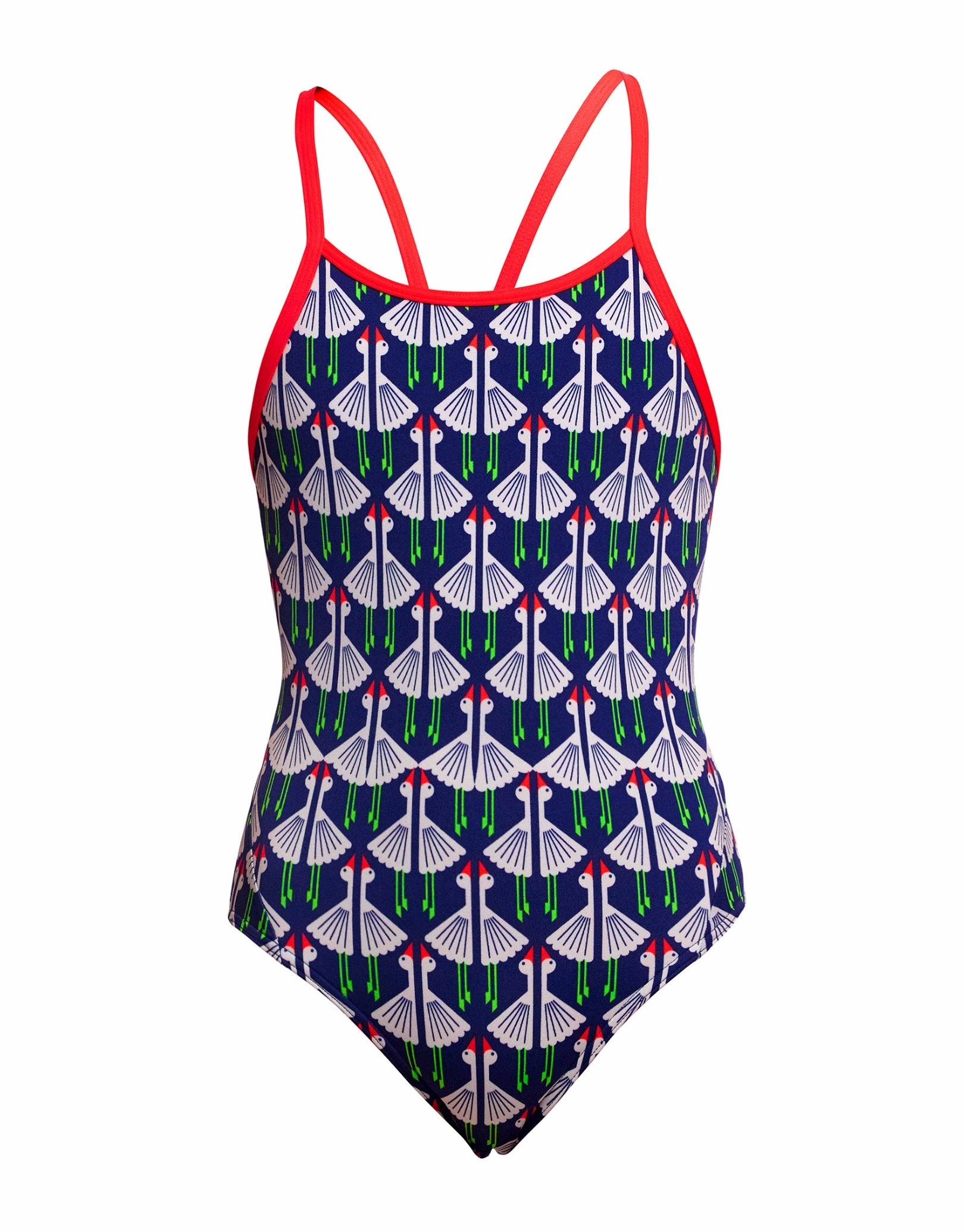 Girls Sitting Duck Diamond Back Swimsuit - Navy/White