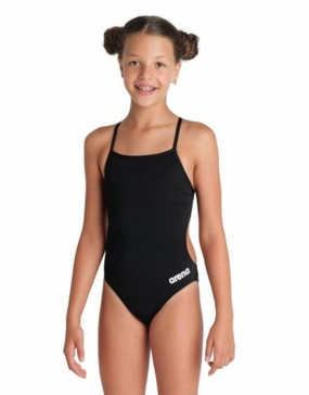 Girls Team Challenge Solid Swimsuit - Black/White girls swimwear one piece, girls rash guard swim set