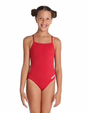 Girls Team Challenge Solid Swimsuit - Red/White girls swimwear one piece, girls rash guard swim set
