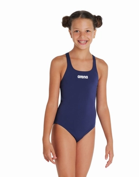 Girls Team Swim Pro Solid Swimsuit - Navy/White girls swimwear one piece, girls rash guard swim set