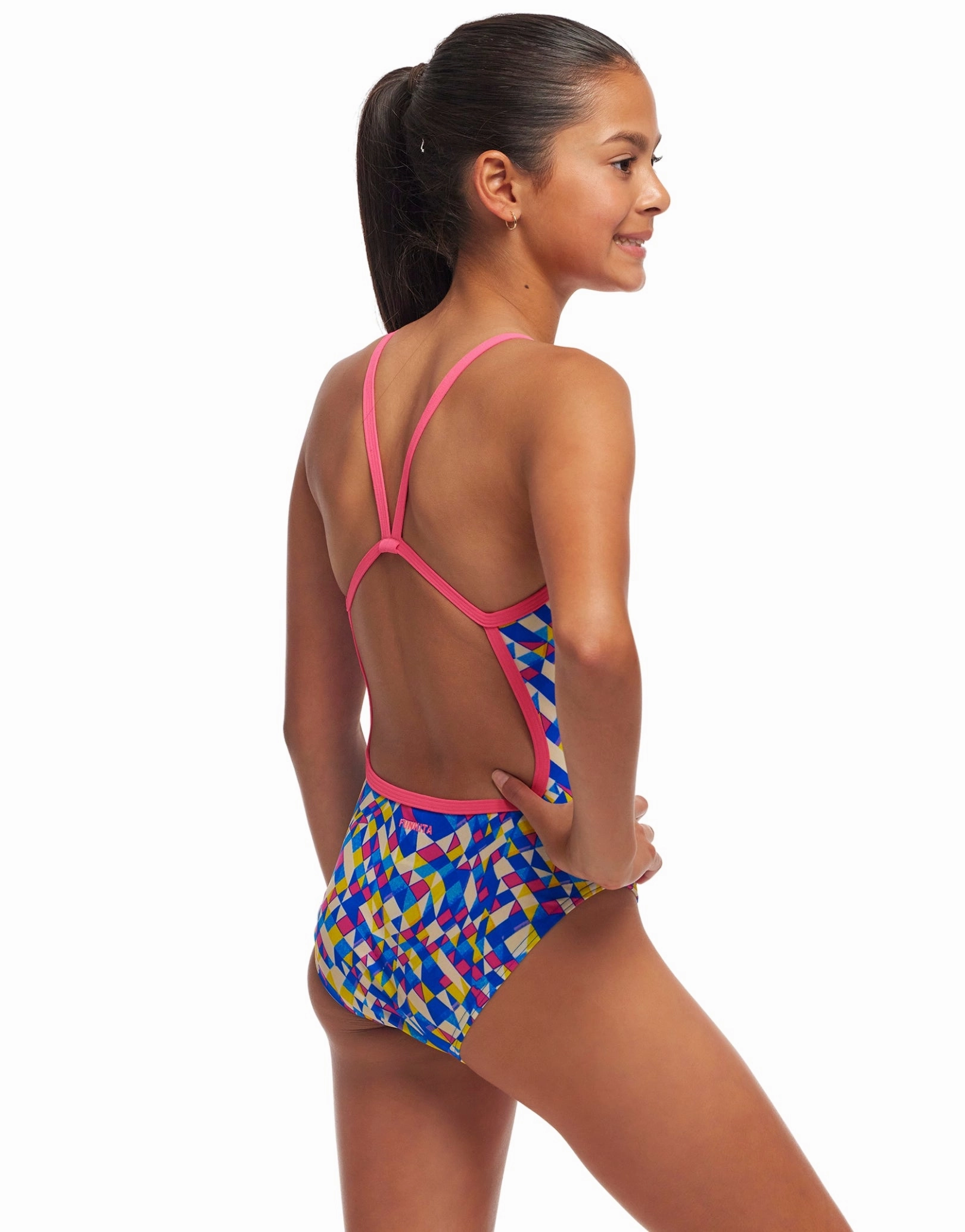 Girls Time Warp Single Strap Swimsuit - Multi
