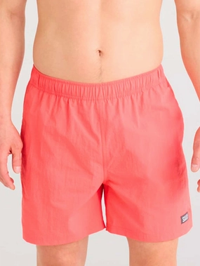 Go Coastal Volley 2N1 15" Coral Pop Swim Trunk Shorts men's boardshorts swimwear, long swim shorts for men