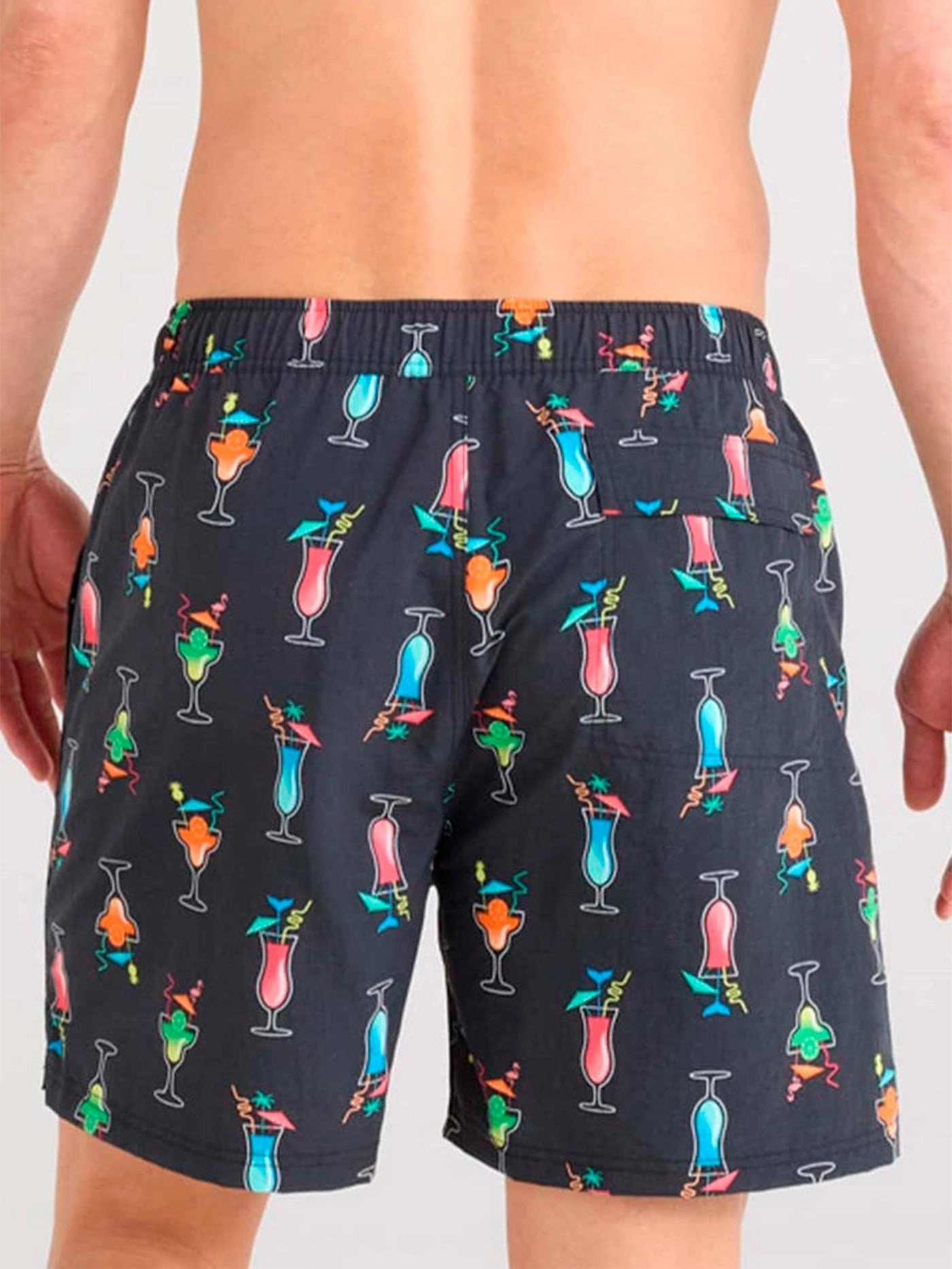 Go Coastal Volley 2N1 15" Swizzles & Straws-Black Swim Trunk Shorts