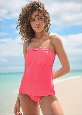 Goddess Bandeau Tankini Top - Sunset Pink supportive swim tops, printed bikini tops
