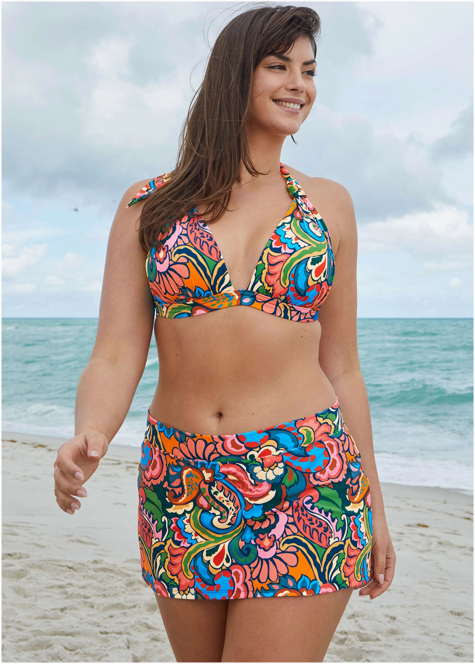 Goddess Push-Up Halter Top - Fiesta Paisley