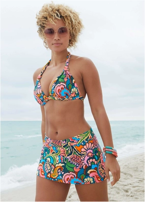 Goddess Push-Up Halter Top - Fiesta Paisley swimwear for all body types, comfortable womens beachwear