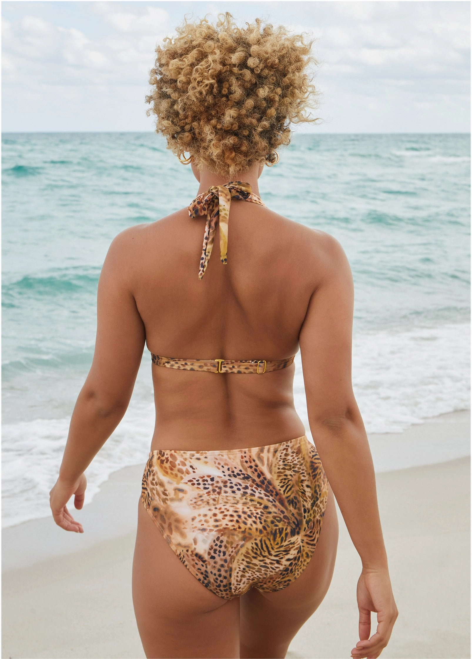 Goddess Push-Up Halter Top - Leopard Lillies Small