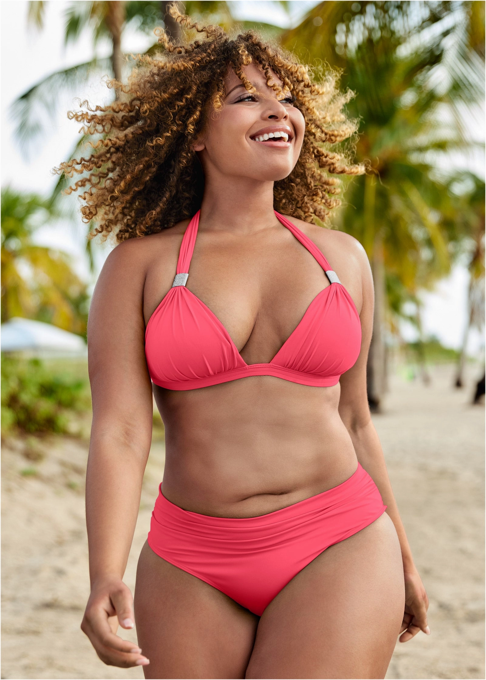 Goddess Push-Up Halter Top  - Sunset Pink