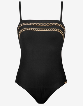 Golden Chain Bandeau Swimsuit - Black pool-ready swimwear for women, trendy swimwear collection