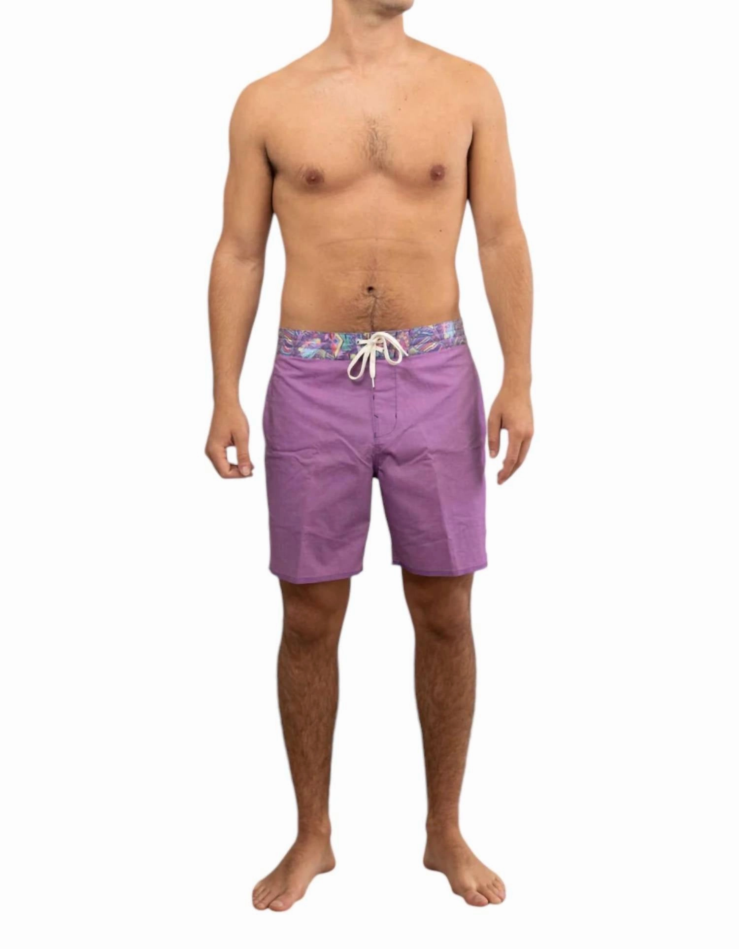Gou Cotton Shorts In Purple mens full coverage swimwear, stylish mens swim trunks