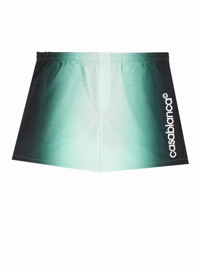 Gradient Design Boxer Swimsuit With Elastic Waistband summer mens swimwear, mens athletic swimwear