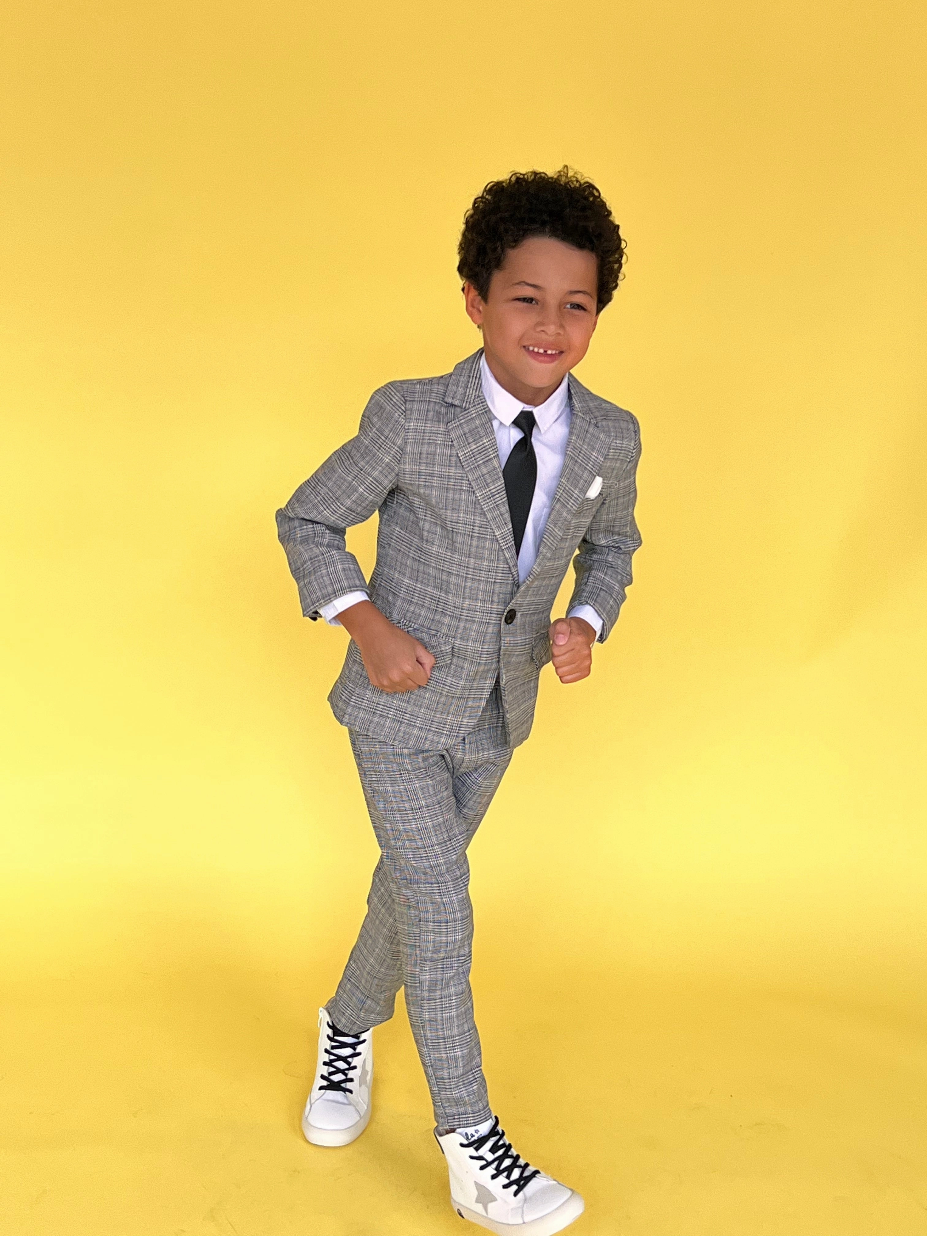 Gray Plaid Piece Suit