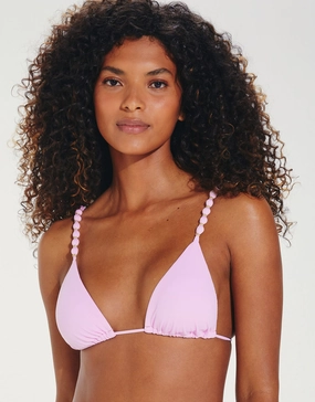 Grenadine Beads Parallel Tri Bikini Top - Lilac full coverage swim tops, cute bikini tops