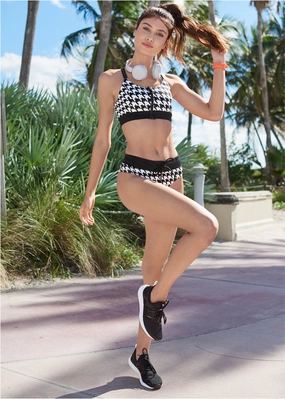 Gym To Swim Bottom - Houndstooth modest swim bottoms women, comfortable bikini bottoms