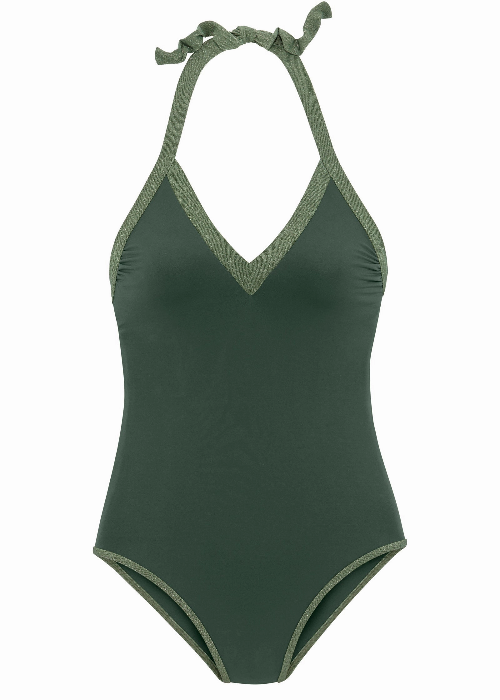 Halter One-Piece - Olive Green Multi