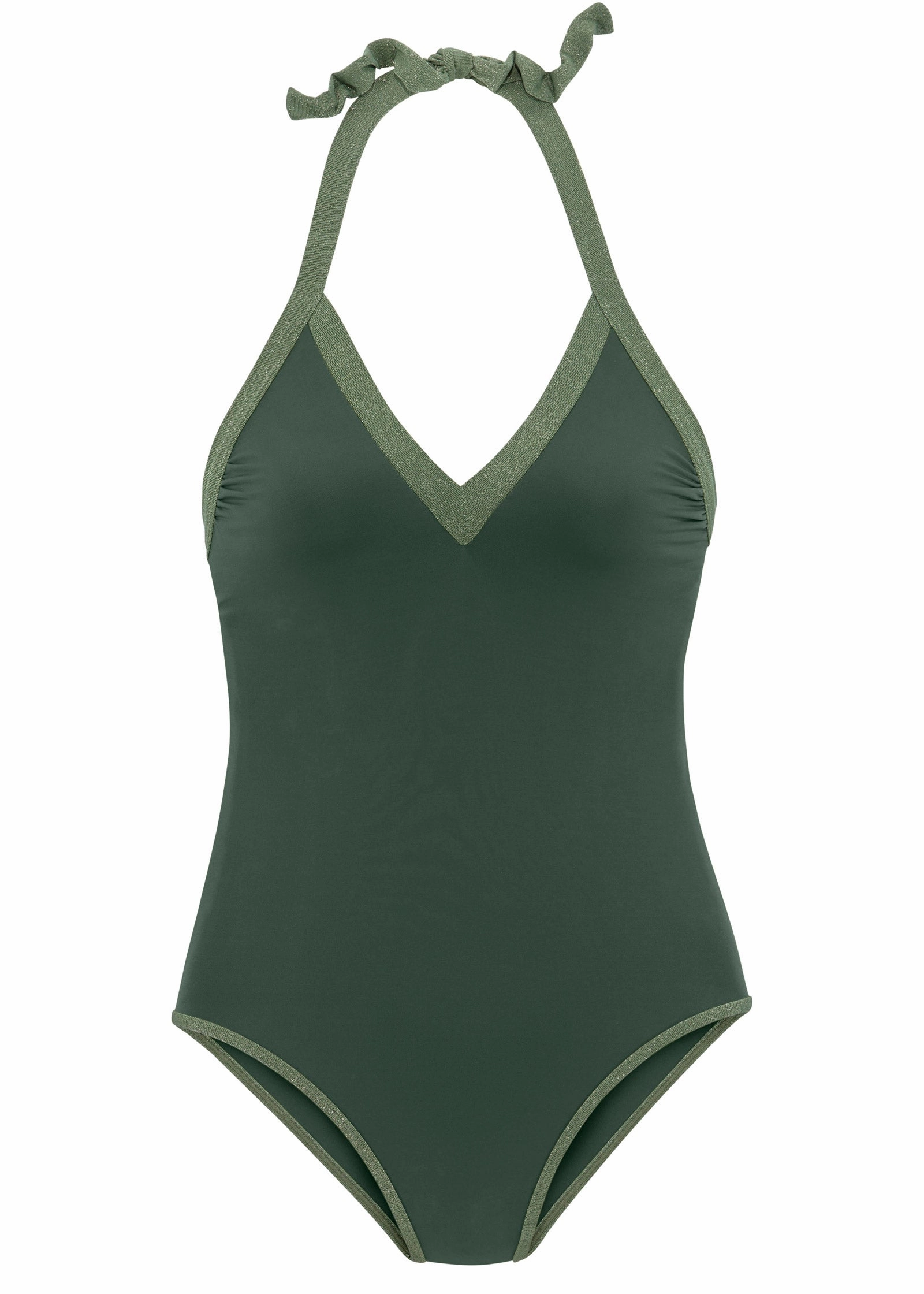 Halter One-Piece - Olive Green Multi