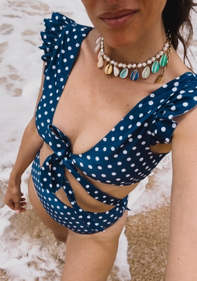 HAUT DEUX PICES MELISSANDRE Bleu  pois blancs two piece swimsuits women, matching bikini sets
