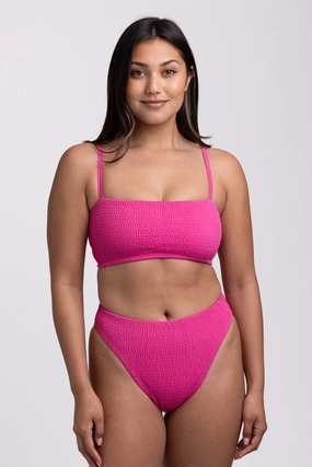 Hazel Smocked Bikini Bottom - Snapdragon inclusive swimwear styles, all season swimwear options