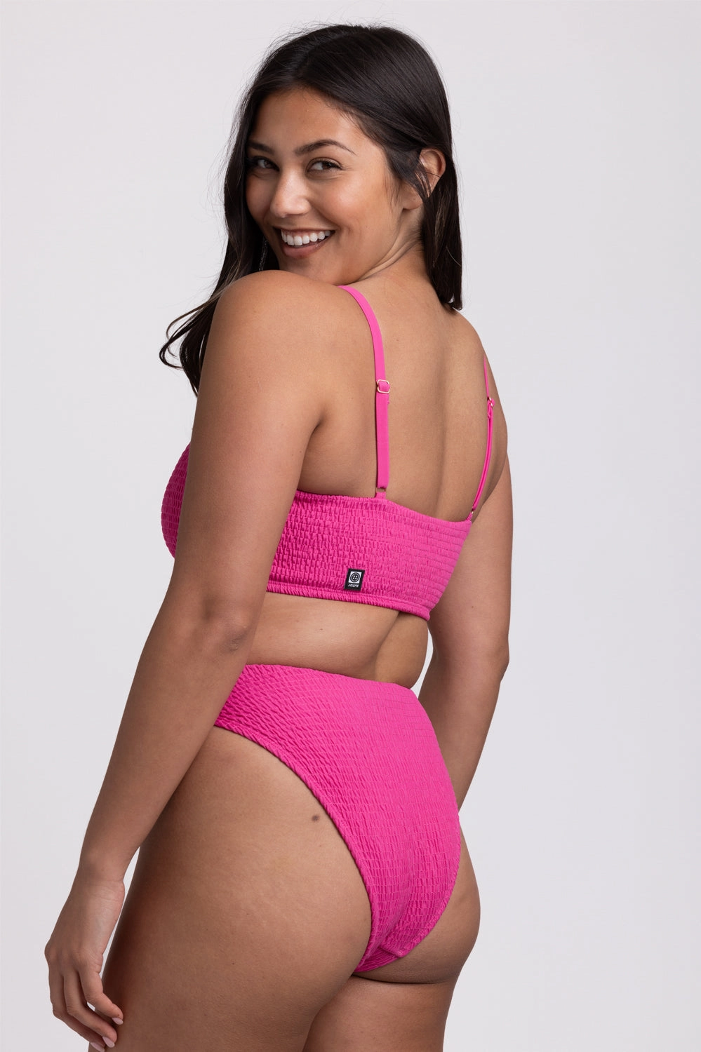 Hazel Smocked Bikini Bottom - Snapdragon