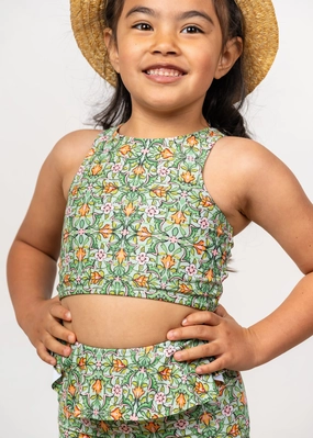 Heirloom Tulip | Mini Racer Back Top girls full coverage swimwear, kids swimwear for pool