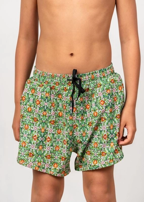Heirloom Tulip | Youth Retro Shorties boys summer swimwear, boys rash guard swim sets