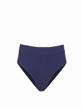Hi Leg Hi Waist Bottom In Navy Texture fashionable beach swimwear, modern womens bikinis