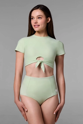 Hibiscus Island Crop Swim Tee | Seedling womens athletic swimwear, performance swimwear for women