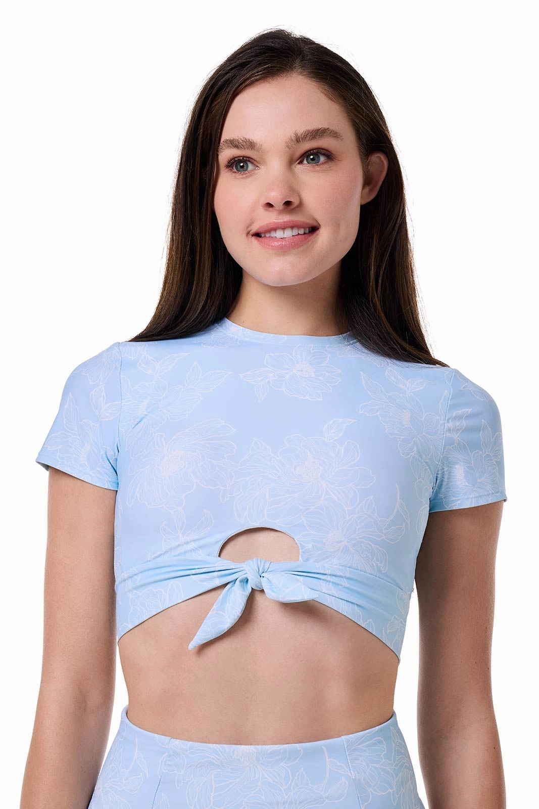 Hibiscus Island Crop Swim Tee | Skyride Perfect Peony