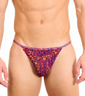 Hot Leopard Tan Through Swim Tanga affordable men's swimwear, summer swimwear for men
