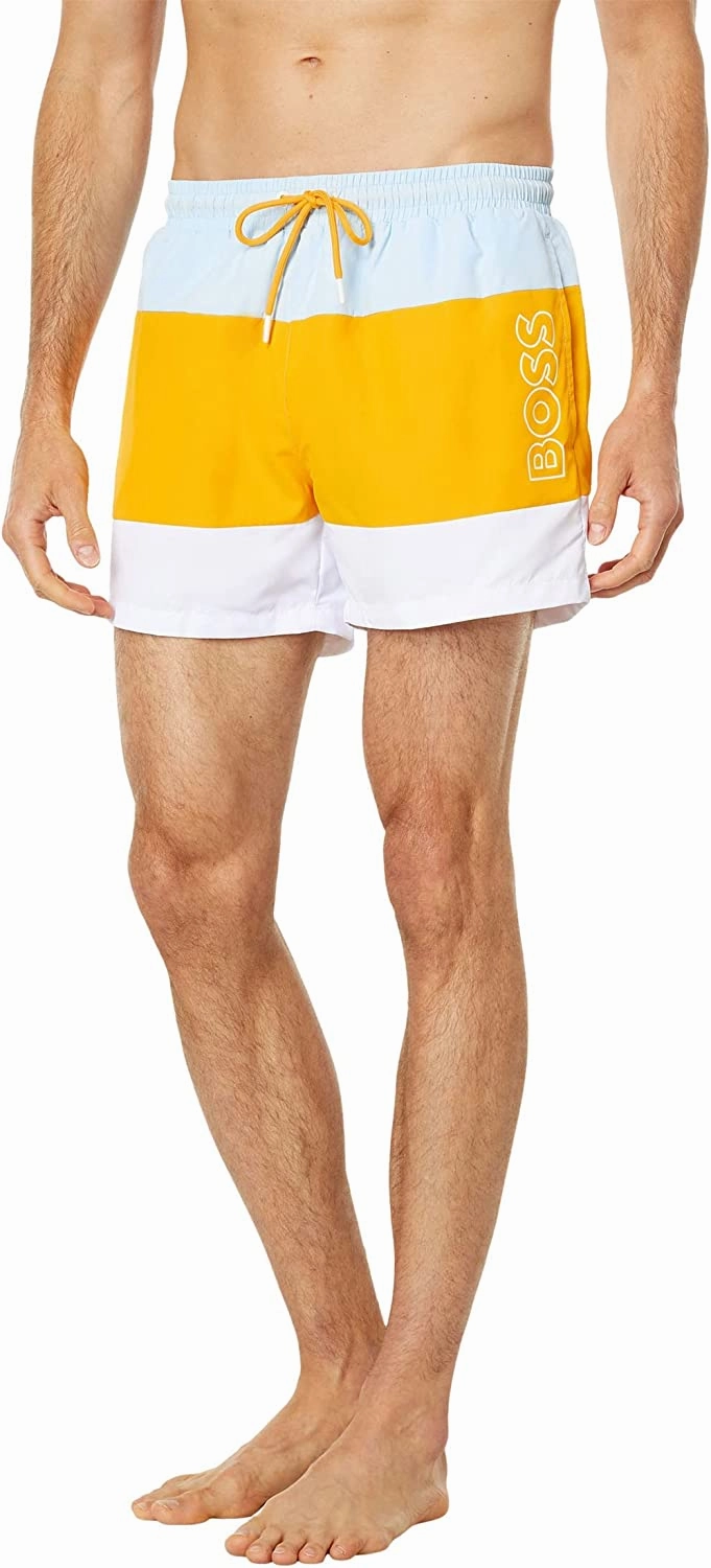 Hugo Boss Coco Swim Shorts Open Yellow Swim Shorts Trunks mens beach swimwear, quick dry mens swimsuits
