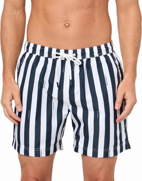 Hugo Boss Men's Teo Vertical Stripe Swim Shorts, Navy mens beach swimwear, quick dry mens swimsuits