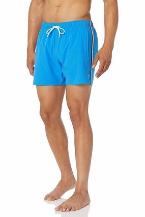 HUGO BOSS Men Standard Iconic Stripe Swim Shorts Trunks Pitstop Blue mens beach swimwear, quick dry mens swimsuits