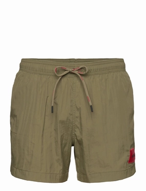 Hugo Men's Dominica Swim Shorts, Olive Green mens beach swimwear, quick dry mens swimsuits