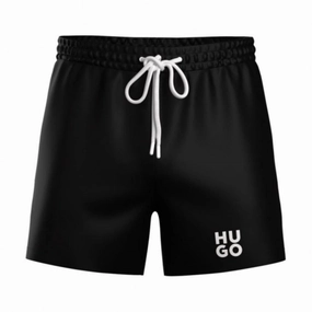 Hugo Men's Paol Swim Trunks, Black Pepper mens beach swimwear, quick dry mens swimsuits
