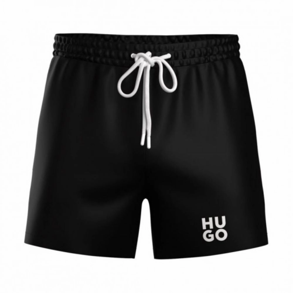 Hugo Men's Paol Swim Trunks, Black Pepper mens beach swimwear, quick dry mens swimsuits