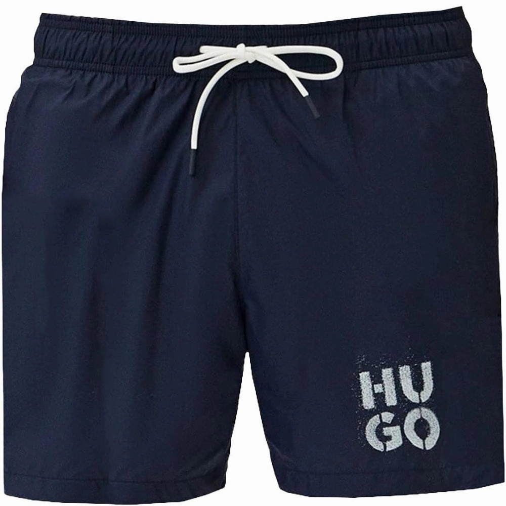 Hugo Men's Paol Swim Trunks, Blueberry Blue mens beach swimwear, quick dry mens swimsuits