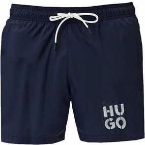 Hugo Men's Paol Swim Trunks, Blueberry Blue mens beach swimwear, quick dry mens swimsuits