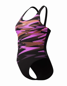 Hyperboom Placement Muscleback Swimsuit - Black/Coral Pink minimalistic swimsuits women, sleek swimwear styles