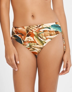 Hypnotic Adjustable Bikini Pant - Sepia Leaves adjustable swim bottoms women, flattering bikini bottoms