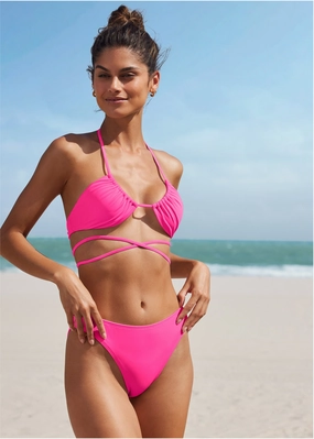 Ibiza Triangle Bikini Top - Hot Pink bandeau bikini tops, triangle swim tops