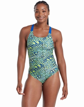 Inca Speedback Swimsuit - Green/Blue minimalistic swimsuits women, sleek swimwear styles