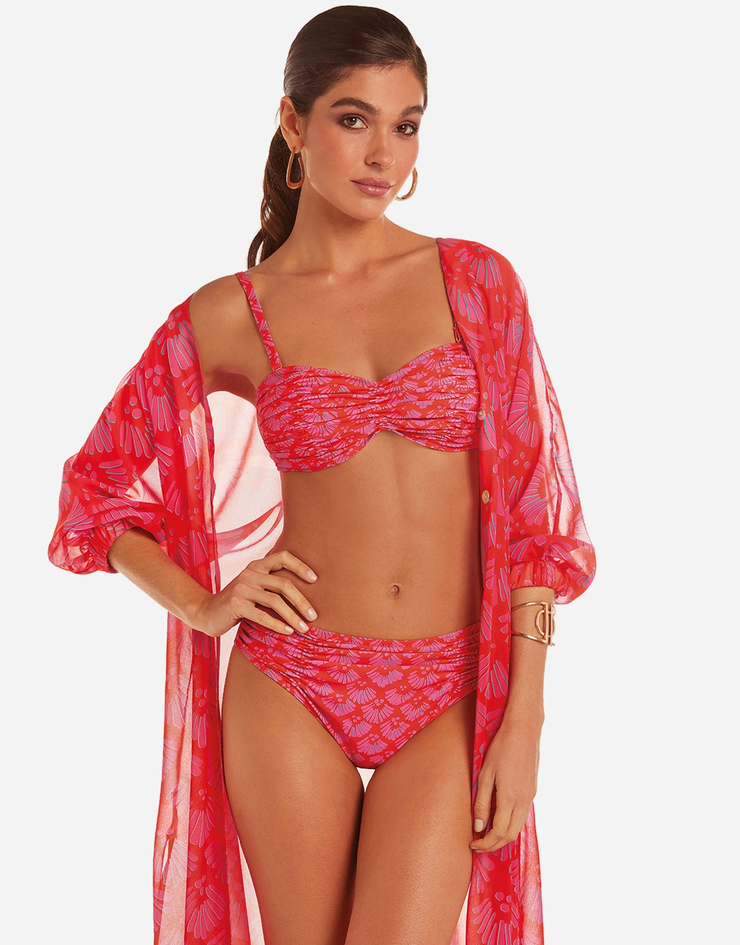 Indian Ruched Bandeau Bikini Set full coverage swim tops, cute bikini tops