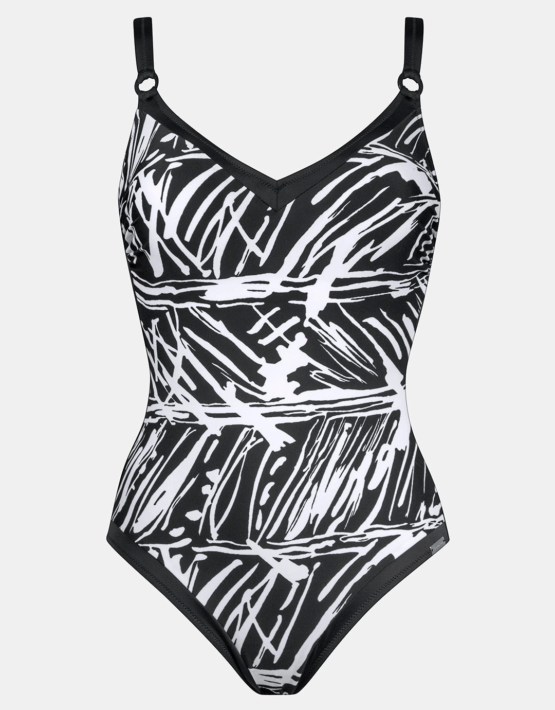 Ink Art Underwired Swimsuit - Black and White womens resort swimwear, flattering one-piece swimsuits