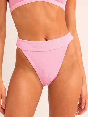 Isla Rib Hi Banded Bikini Bottom basic swimsuits for women, durable swimwear for ladies