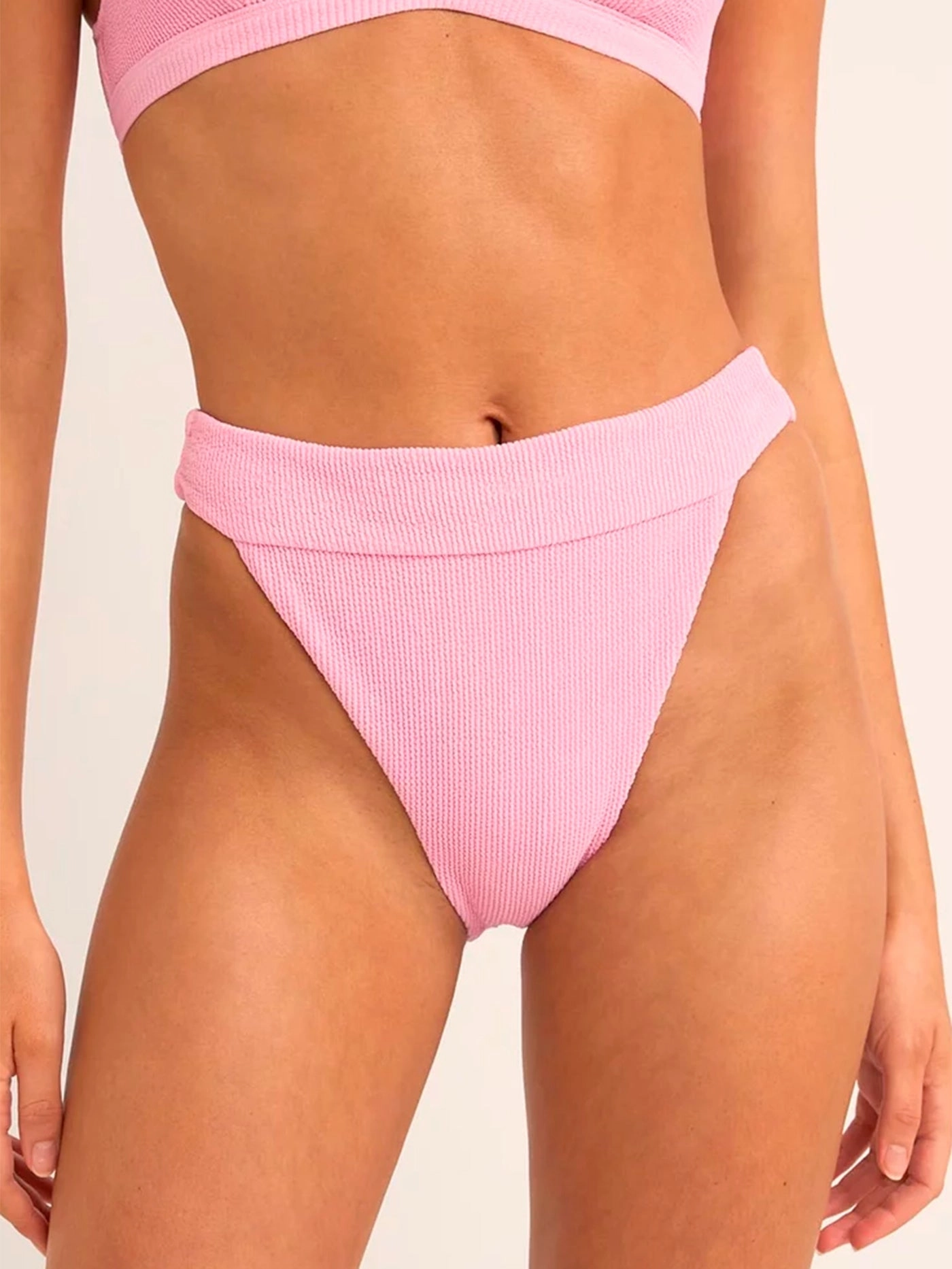 Isla Rib Hi Banded Bikini Bottom basic swimsuits for women, durable swimwear for ladies