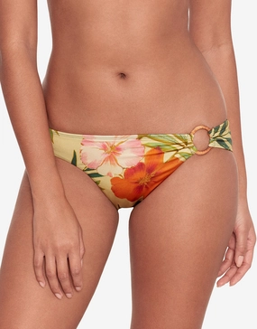 Island Tropical Rattan Ring Bikini Pant - Print adjustable swim bottoms women, flattering bikini bottoms