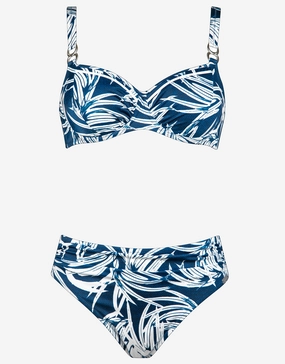 Jean Breeze Underwired Bikini Set - Denim White full coverage swim tops, cute bikini tops