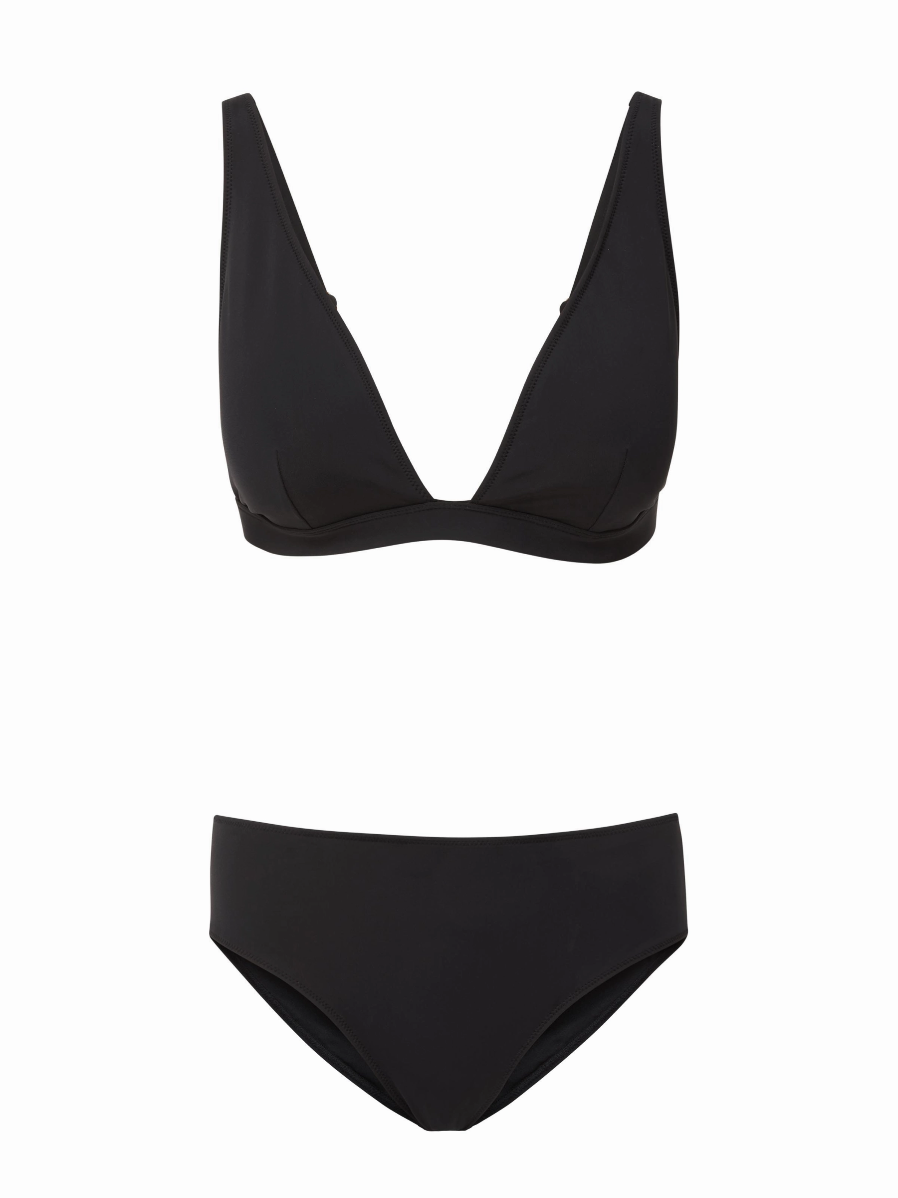 Jessica Top   Classic Midrise Bottom in Black bikini bottom with tie sides, swim top for sunbathing